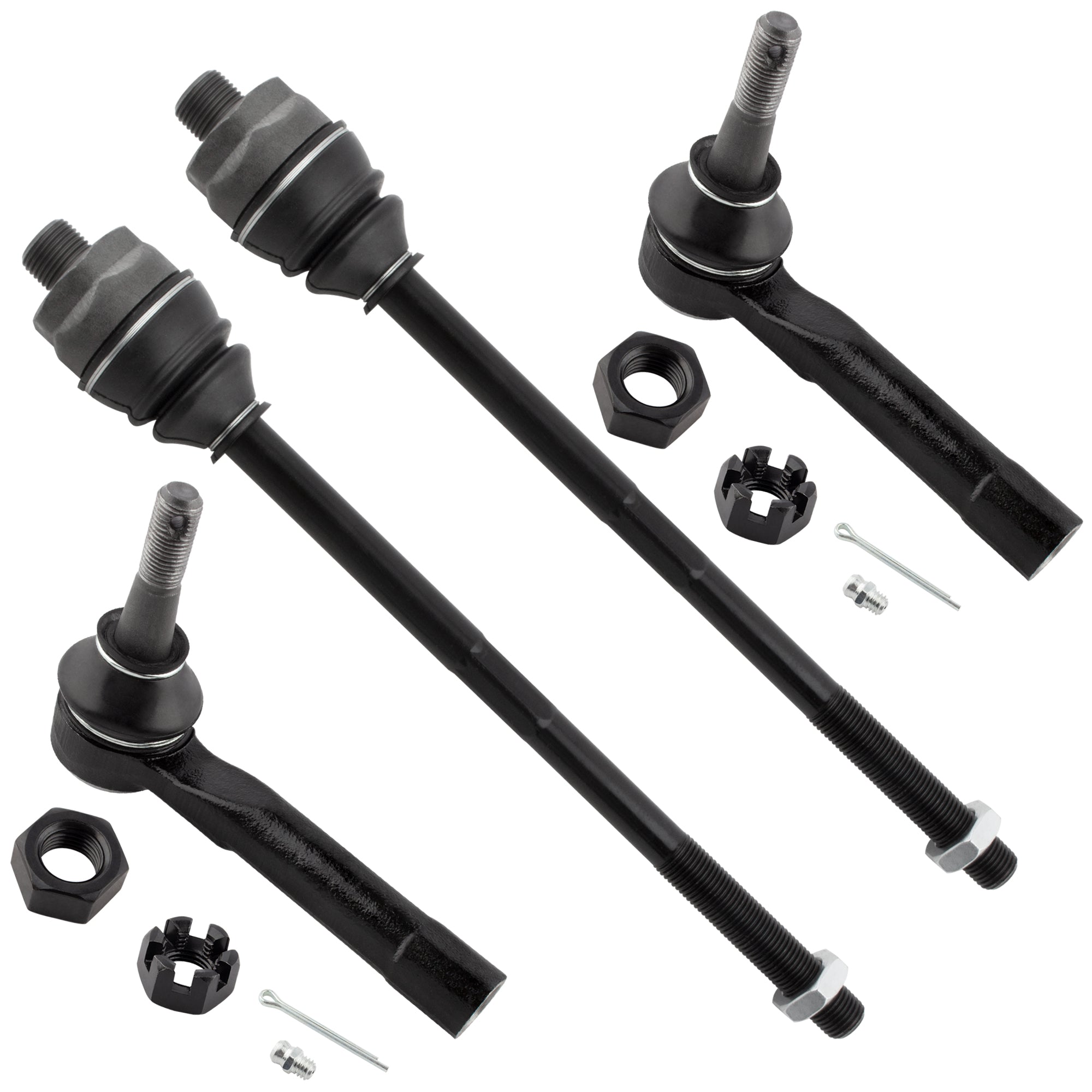BOXI (Set of 4) Front Inner & Outer Tie Rods Fit for Cadillac Escalade ESV EXT for Chevrolet