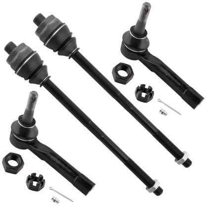 BOXI (Set of 4) Front Inner & Outer Tie Rods Fit for Cadillac Escalade ESV EXT for Chevrolet