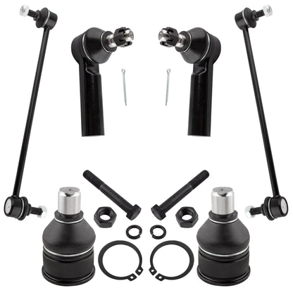 BOXI (Set of 6) Front Lower Ball Joints + Front Outer Tie Rod Ends + Front Sway Bar End Links