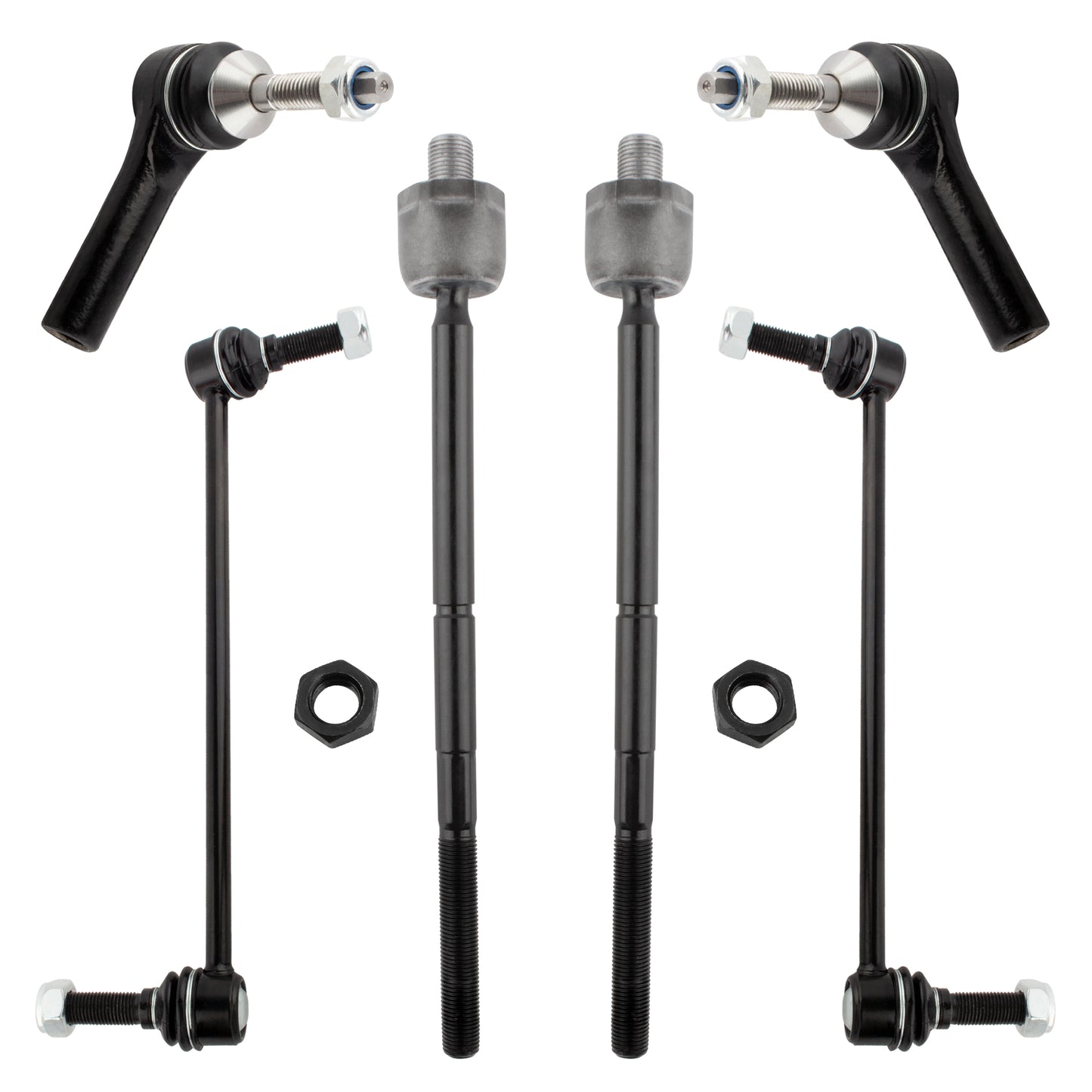 BOXI (Set of 6) 2x Front Inner Tie Rod End + 2x Front Outer Tie Rod End + 2x Front Sway Bar End