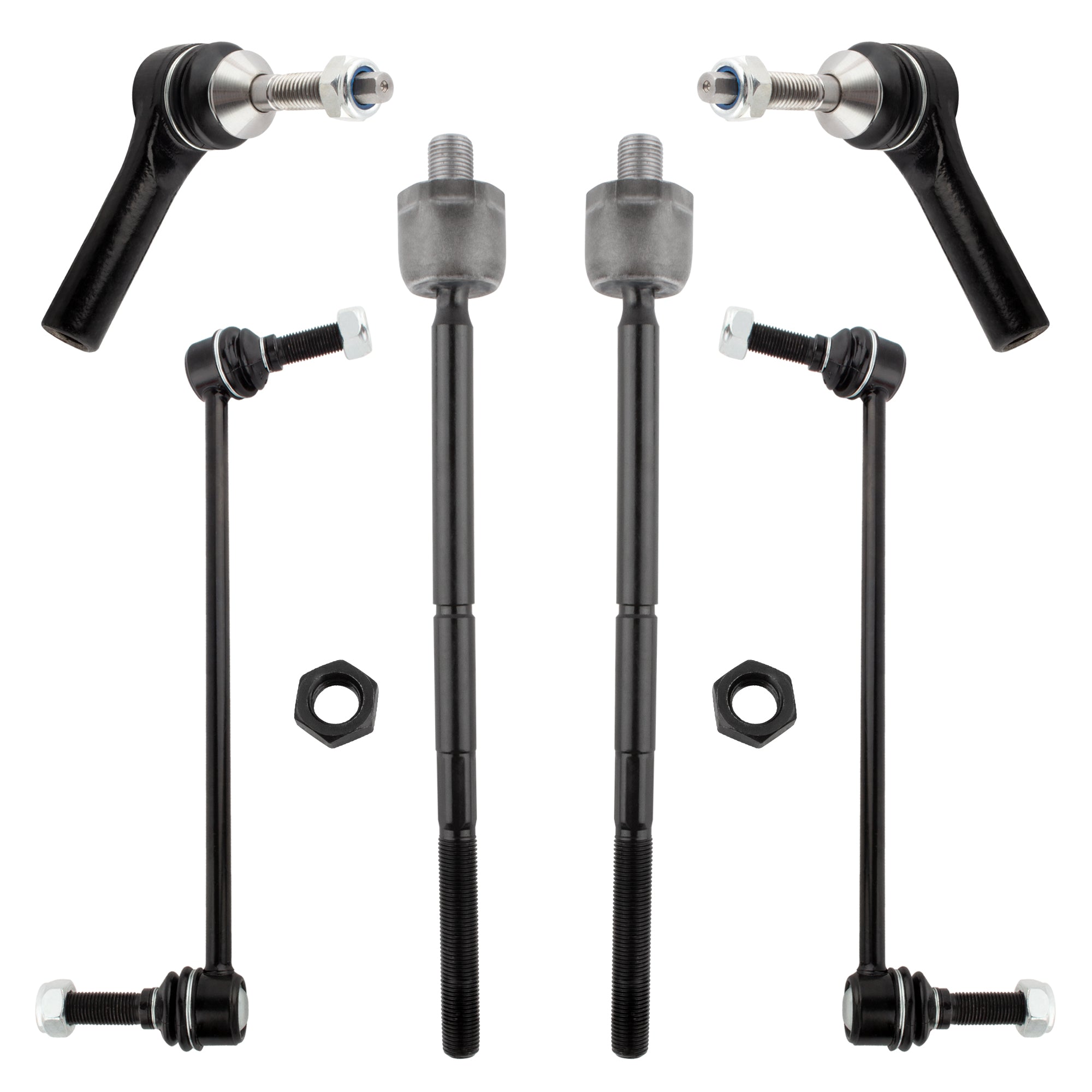 BOXI (Set of 6) 2x Front Inner Tie Rod End + 2x Front Outer Tie Rod End + 2x Front Sway Bar End