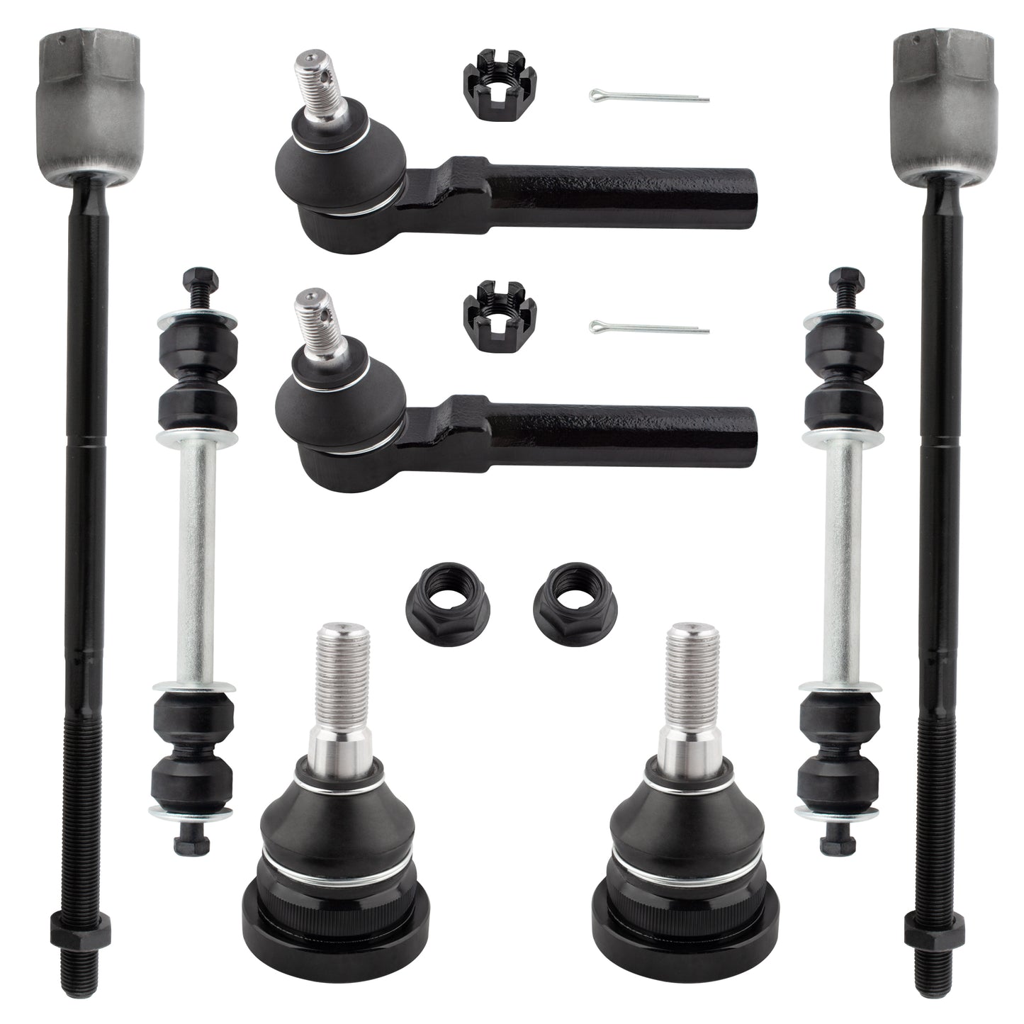 BOXI 8pcs Front Ball Joints + Sway Bars + Tie Rods Fit for Ford Mustang 1994 1995 1996 1997 1998