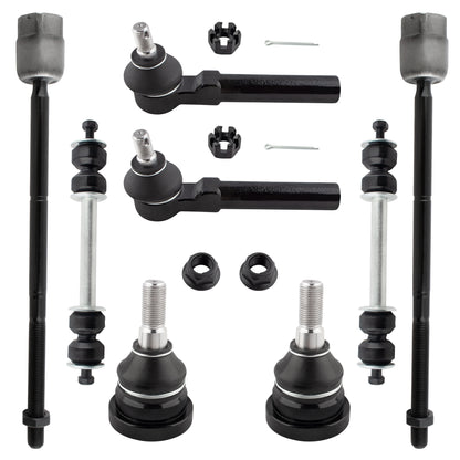 BOXI 8pcs Front Ball Joints + Sway Bars + Tie Rods Fit for Ford Mustang 1994 1995 1996 1997 1998