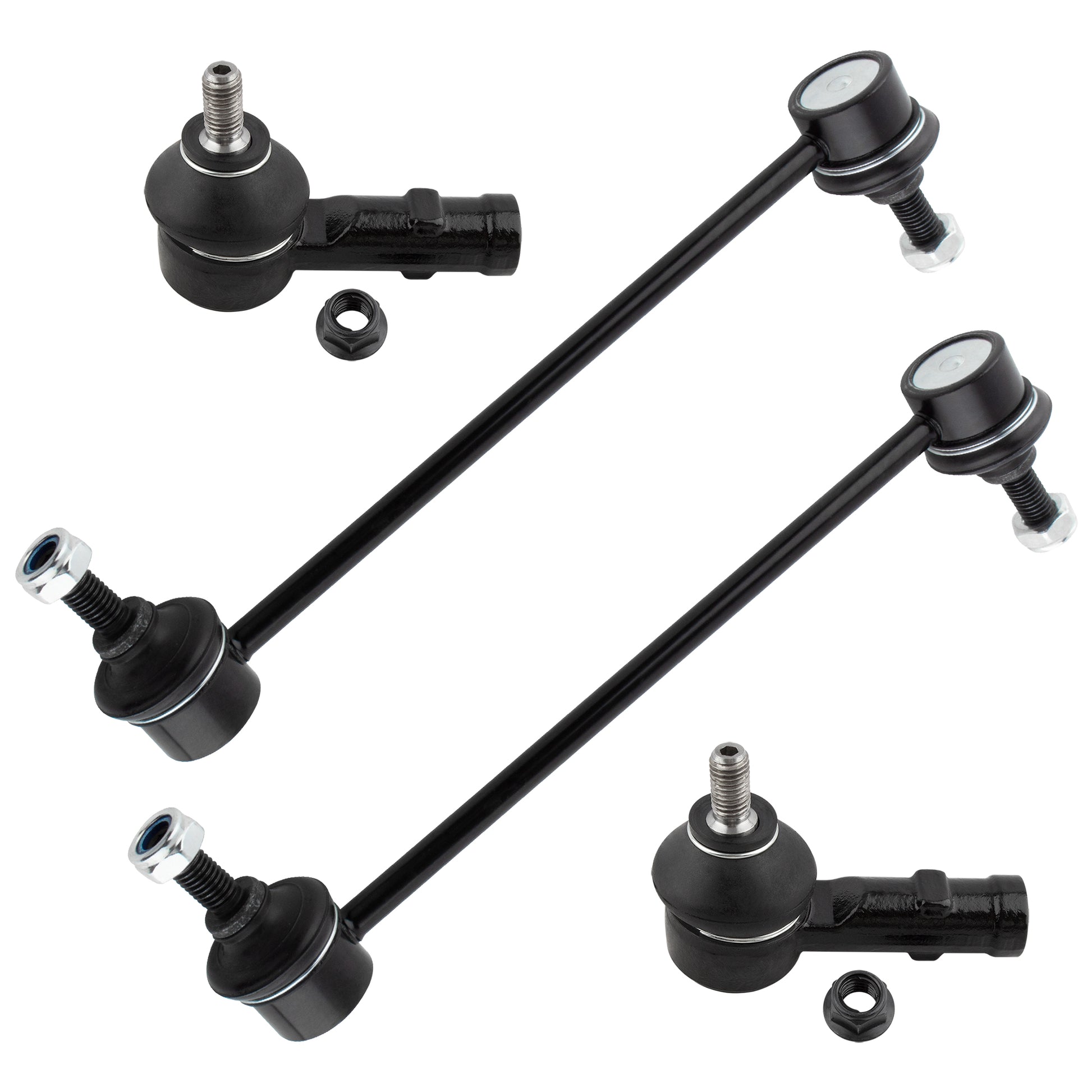 BOXI (Set of 4) 2x Front Stabilizer Sway Bar End Links + 2x Front Outer Tie Rod End Links Fit