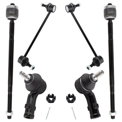BOXI (Set of 6) 2x Front Stabilizer Sway Bar End Links + 2x Front Outer Tie Rod End Links + 2x
