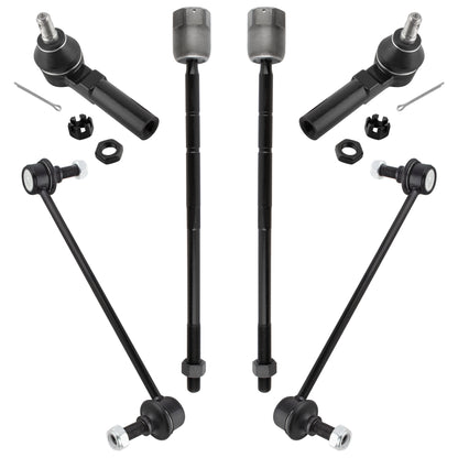 BOXI (Set of 6) Front Inner & Outer Tie Rod Ends + Front Sway Bar End Links Fit for Ford Freestar