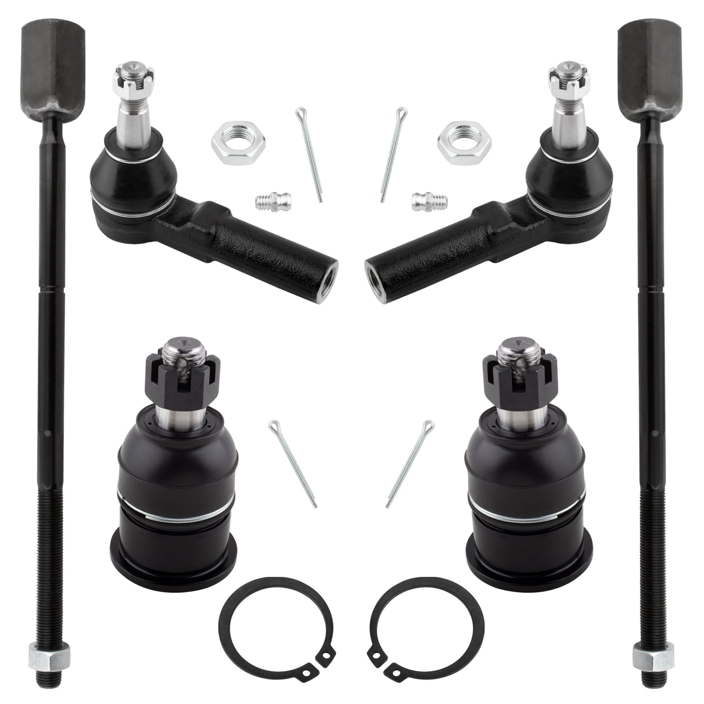 BOXI 6pc Front Inner and Outer Tie Rods + Lower Ball Joints Fit for Ford Taurus 2000-2007