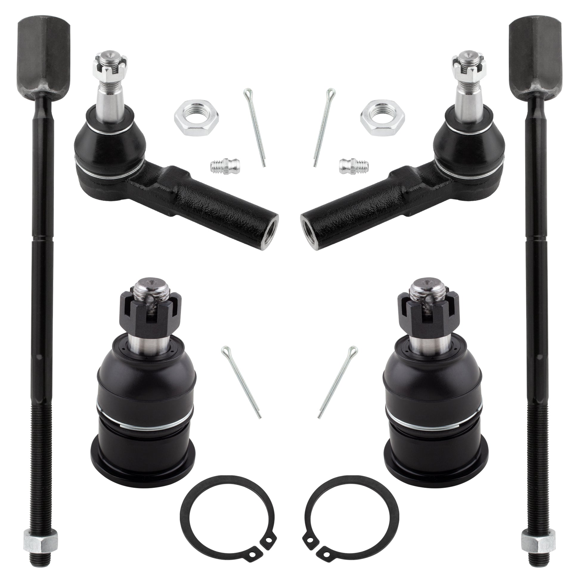 BOXI 6pc Front Inner and Outer Tie Rods + Lower Ball Joints Fit for Ford Taurus 2000-2007