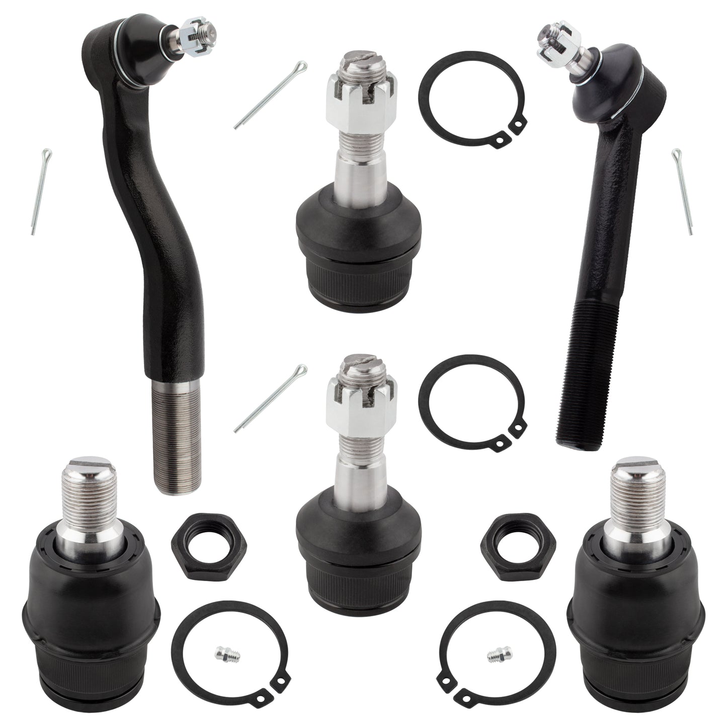 BOXI 6pc Front Tie Rods Ball Joints Fit for Ford F-250
