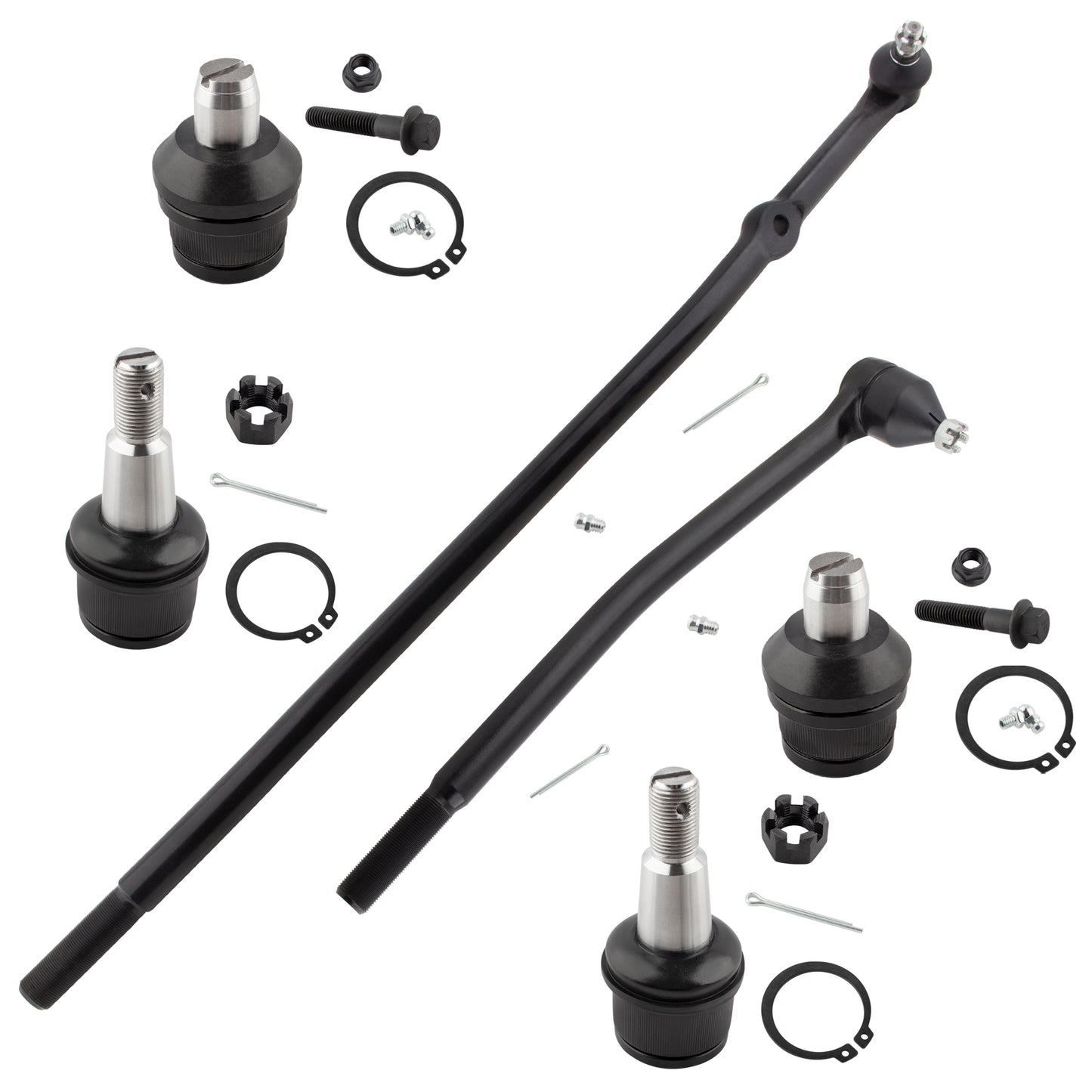 BOXI 6pc Front Ball Joints Drag Links Fit for E-250 E-350 E-450 Econoline Club Wagon Super Duty