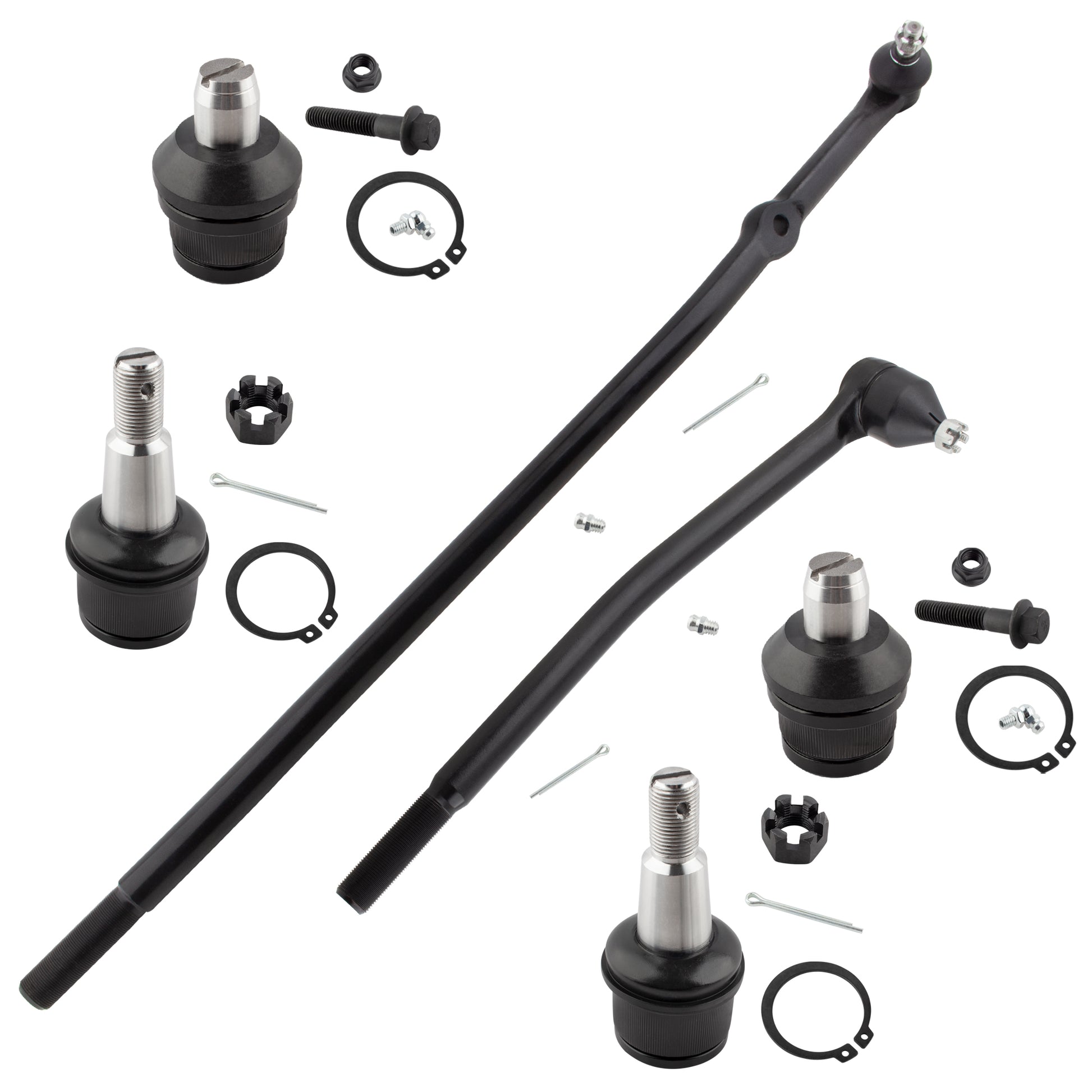 BOXI 6pc Front Ball Joints Drag Links Fit for E-250 E-350 E-450 Econoline Club Wagon Super Duty
