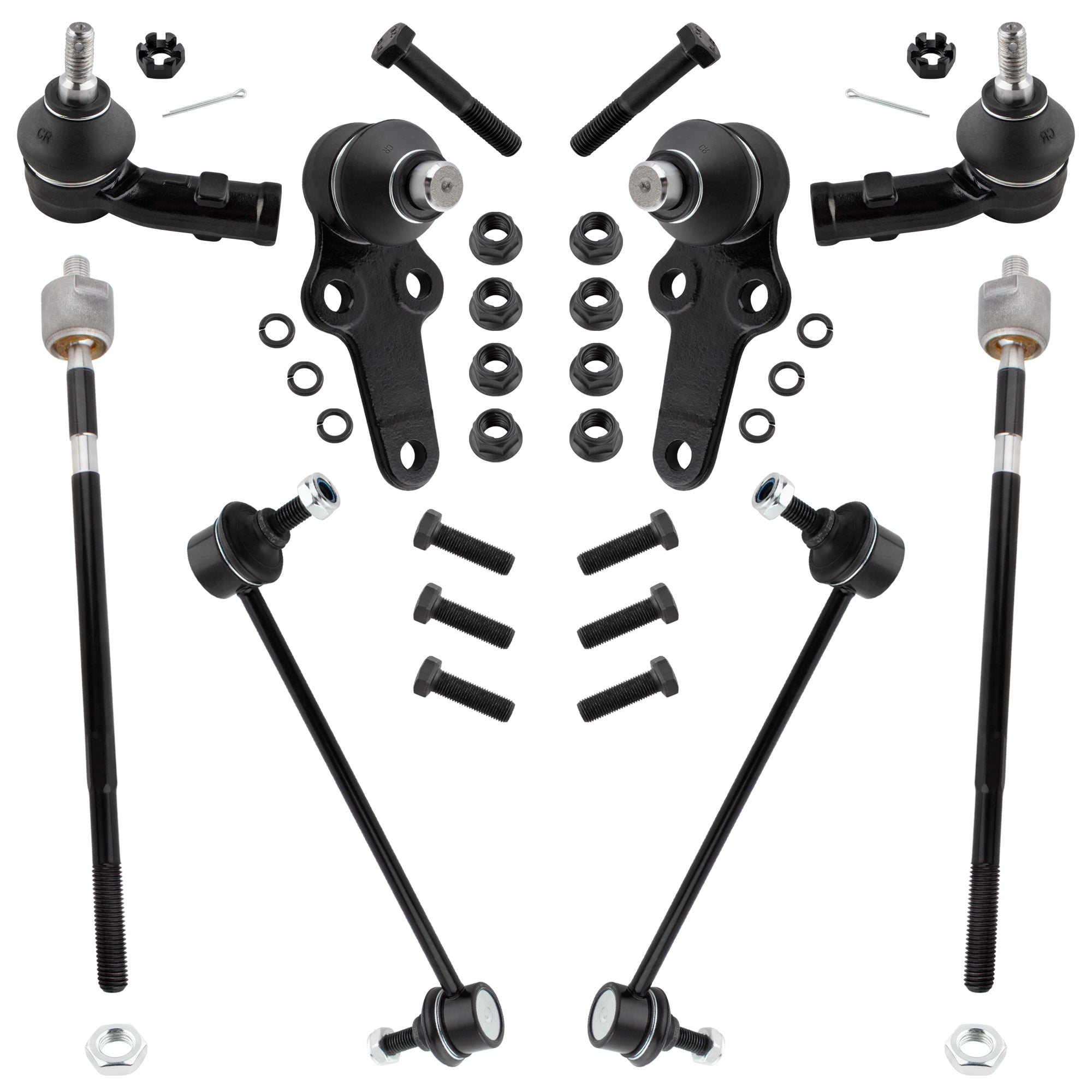 BOXI 8pc Front Ball Joints Sway Bars Tie Rods Fit for Ford Focus 2000-2001