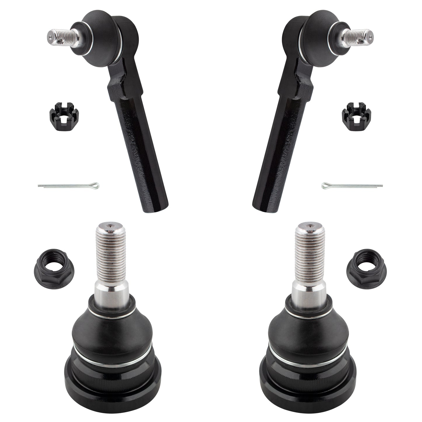 BOXI (Set of 4) Front Lower Ball Joints + Outer Tie Rod Ends Fits for Ford Mustang 1994 1995 1996