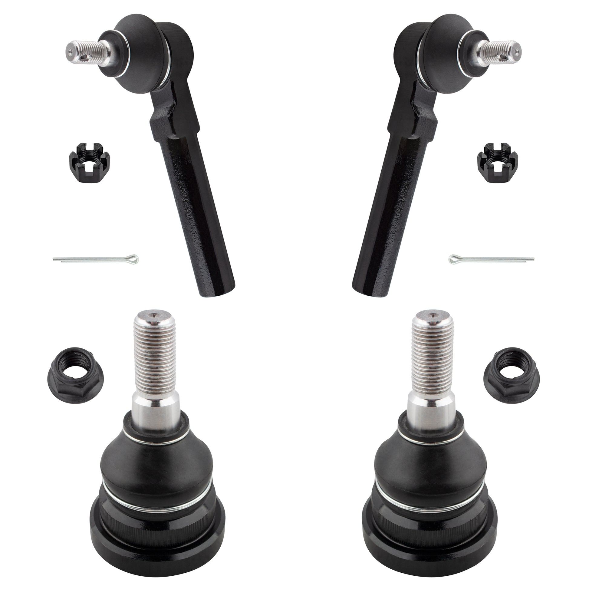 BOXI (Set of 4) Front Lower Ball Joints + Outer Tie Rod Ends Fits for Ford Mustang 1994 1995 1996