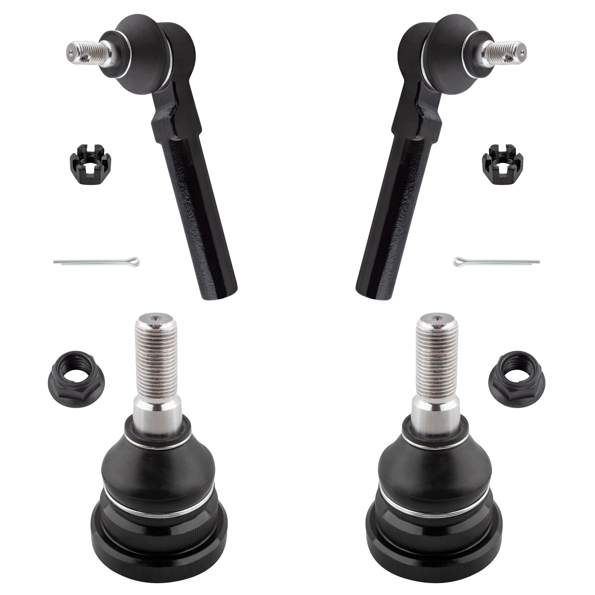 BOXI (Set of 4) Front Lower Ball Joints + Outer Tie Rod Ends Fits for Ford Mustang 1994 1995 1996