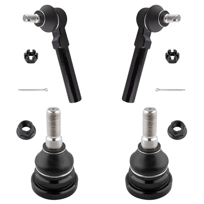 BOXI (Set of 4) Front Lower Ball Joints + Outer Tie Rod Ends Fits for Ford Mustang 1994 1995 1996