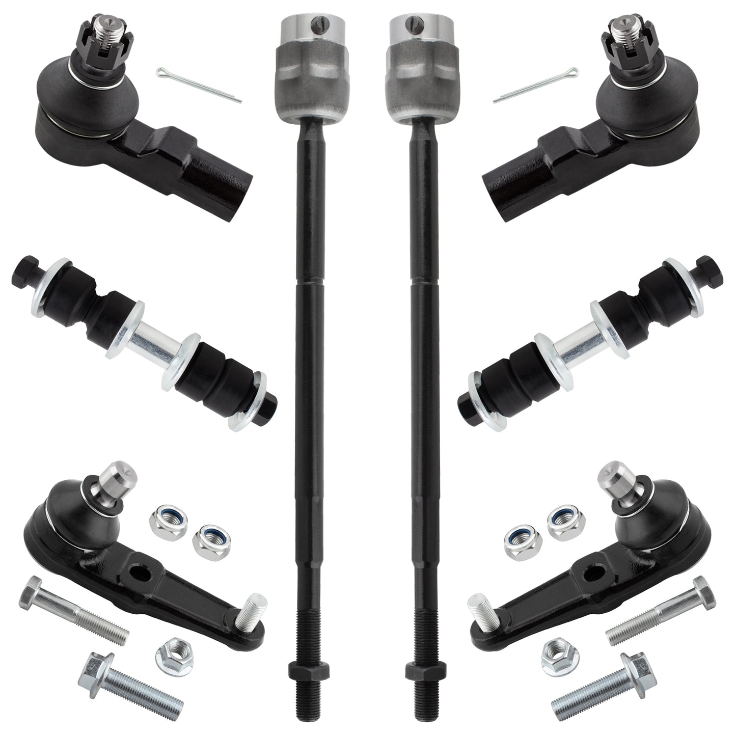 BOXI 8pc Front Lower Ball Joints Sway Bar Links Outer Inner Tie Rods Fit for Ford Escort 1997-2003