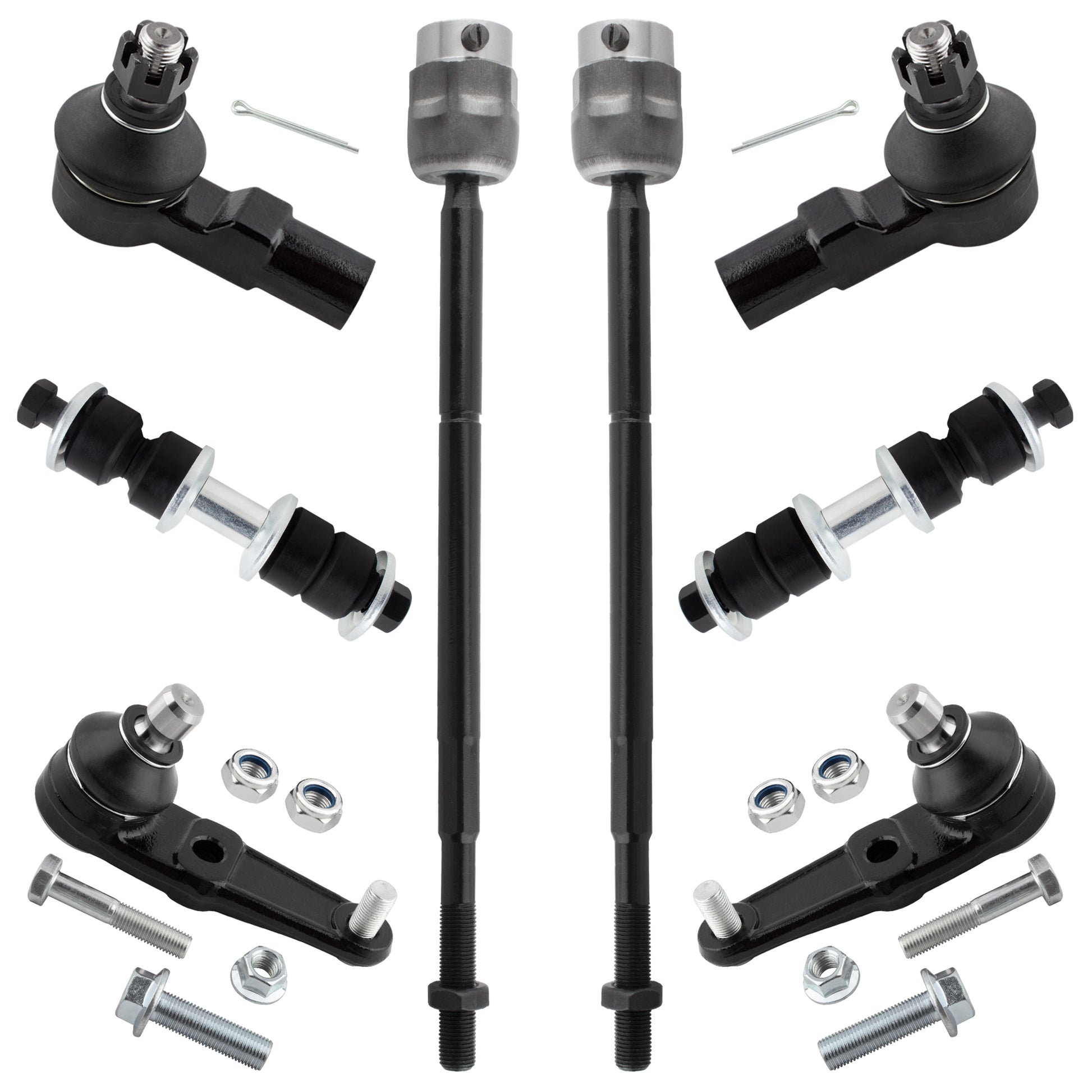 BOXI 8pc Front Lower Ball Joints Sway Bar Links Outer Inner Tie Rods Fit for Ford Escort 1997-2003