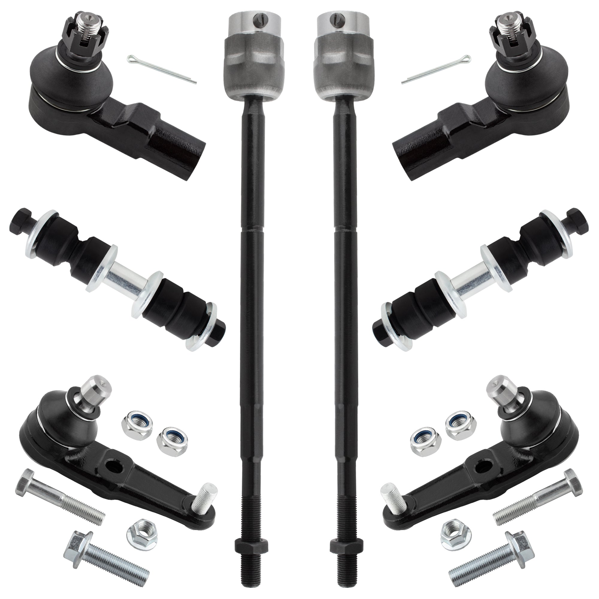 BOXI 8pc Front Lower Ball Joints Sway Bar Links Outer Inner Tie Rods Fit for Ford Escort 1997-2003