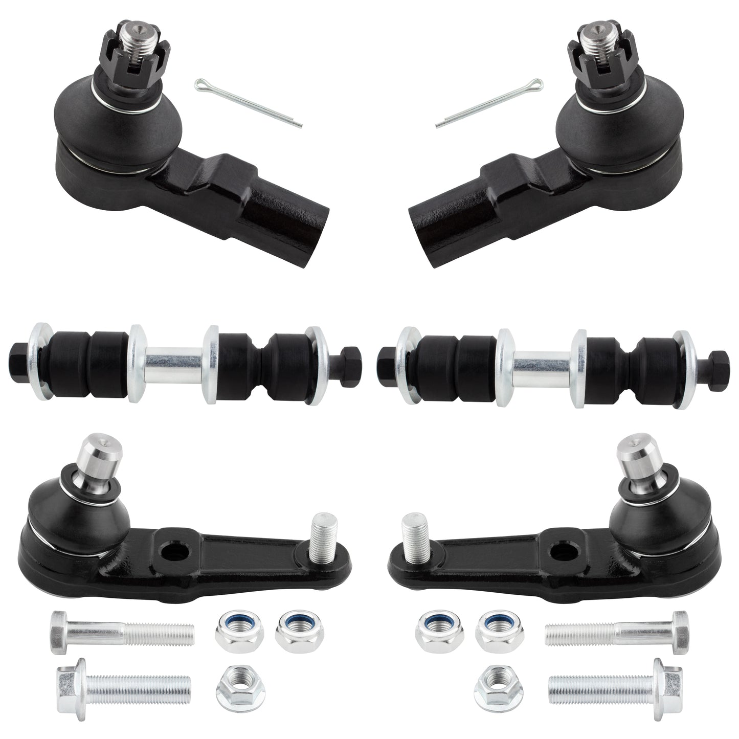 BOXI 6pc Front Lower Ball Joints Sway Bars Outer Tie Rods Fit for Ford Escort 1997-2003