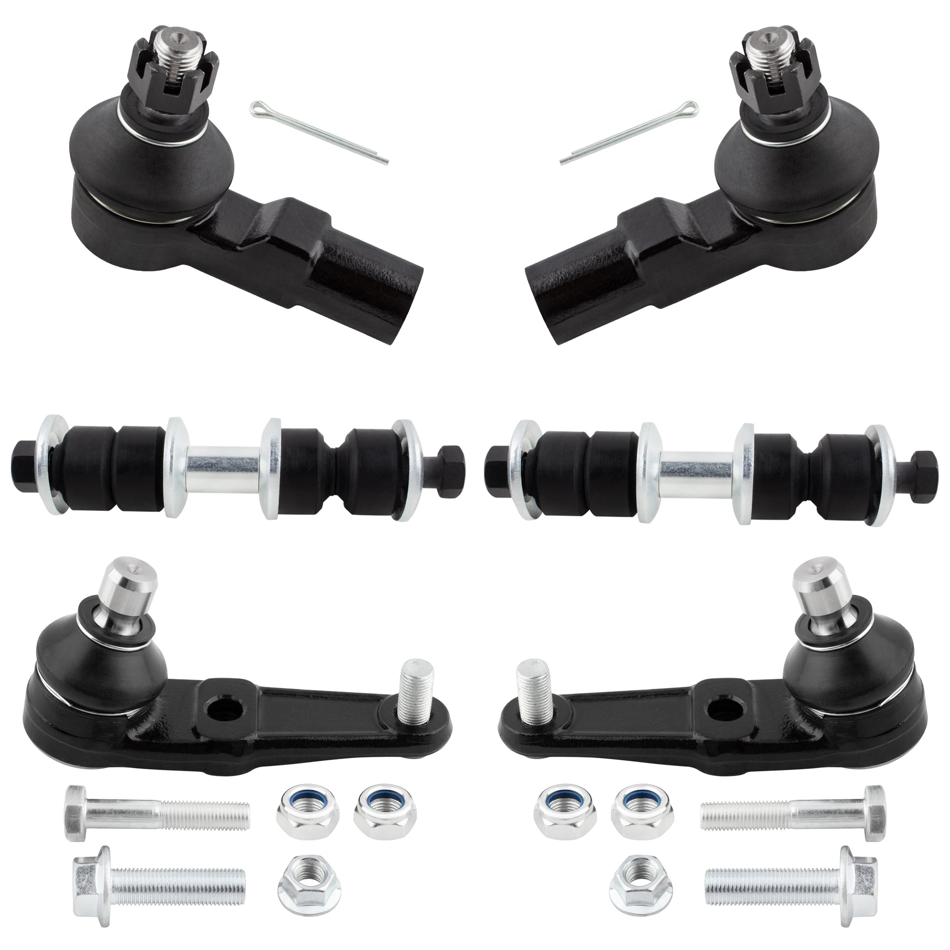 BOXI 6pc Front Lower Ball Joints Sway Bars Outer Tie Rods Fit for Ford Escort 1997-2003