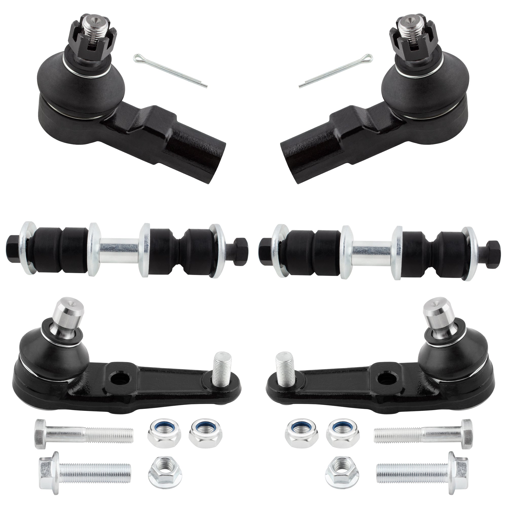 BOXI 6pc Front Lower Ball Joints Sway Bars Outer Tie Rods Fit for Ford Escort 1997-2003