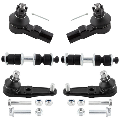 BOXI 6pc Front Lower Ball Joints Sway Bars Outer Tie Rods Fit for Ford Escort 1997-2003
