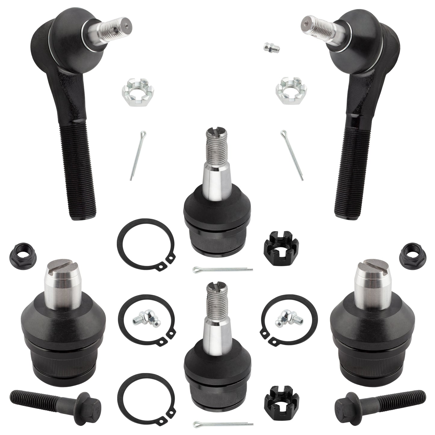 BOXI 6pc Front Upper and Lower Ball Joints Outer Tie Rod Ends Fit for Ford E-150 Club Wagon