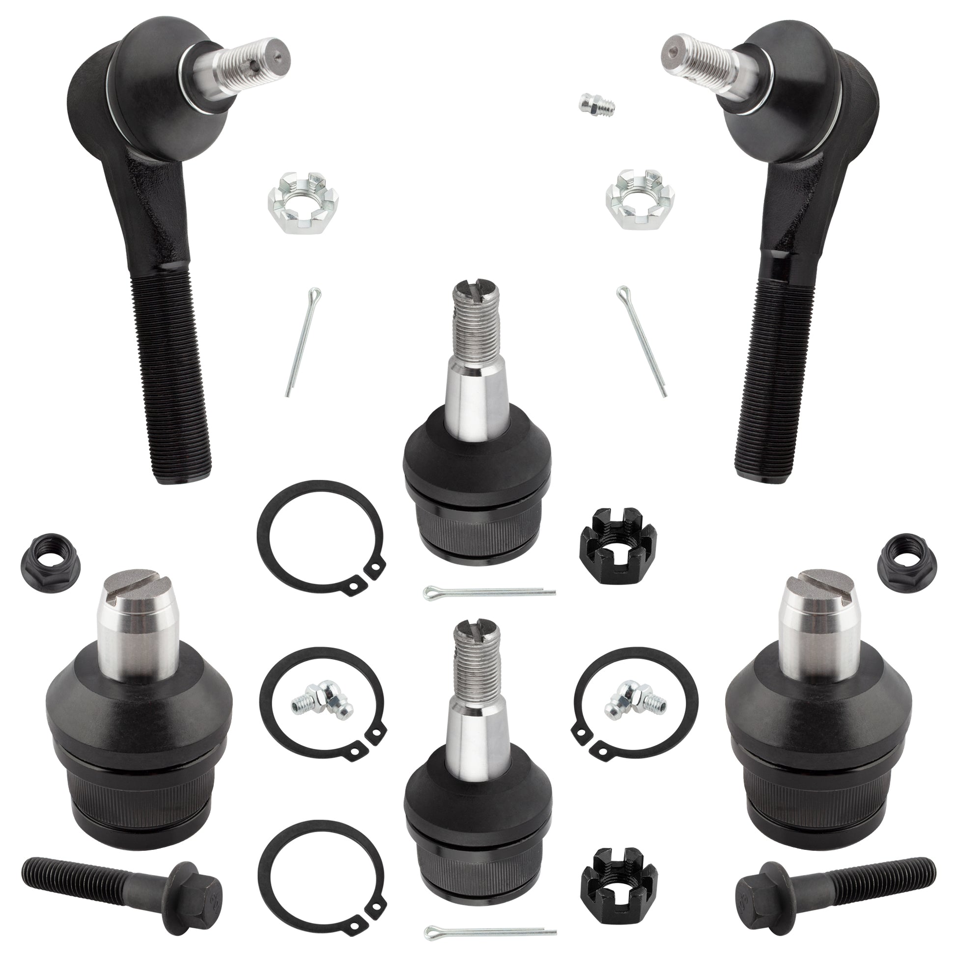 BOXI 6pc Front Upper and Lower Ball Joints Outer Tie Rod Ends Fit for Ford E-150 Club Wagon