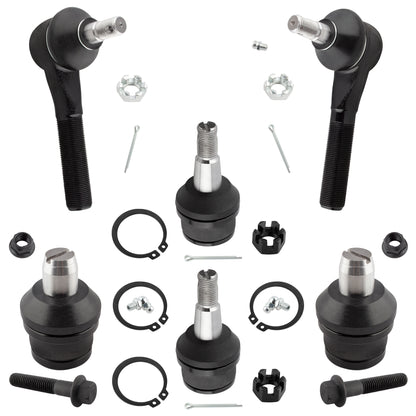 BOXI 6pc Front Upper and Lower Ball Joints Outer Tie Rod Ends Fit for Ford E-150 Club Wagon