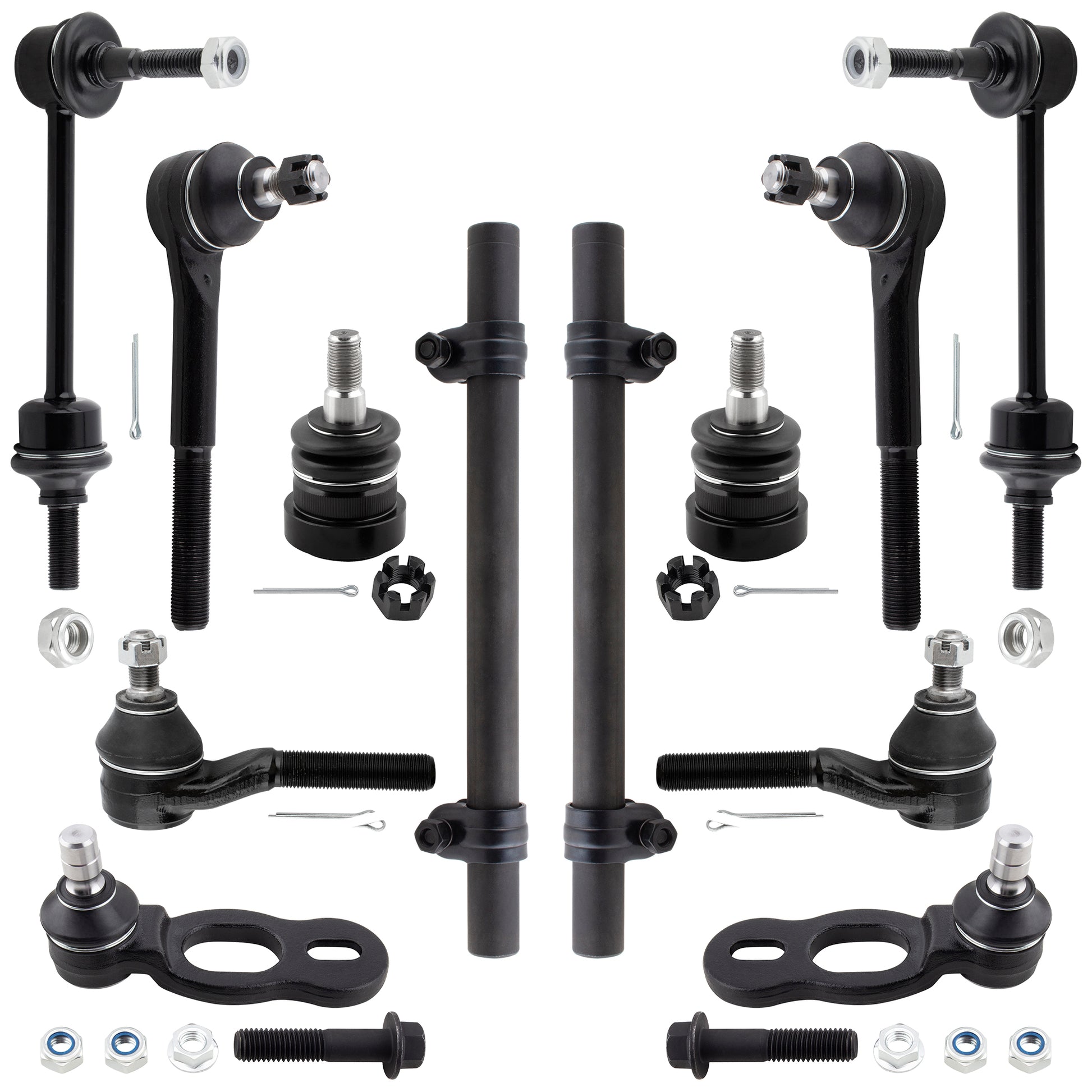 BOXI 12pc Front Ball Joints Sway bars Tie Rods Adjustment Sleeves Kit Fit for Ford Crown Victoria
