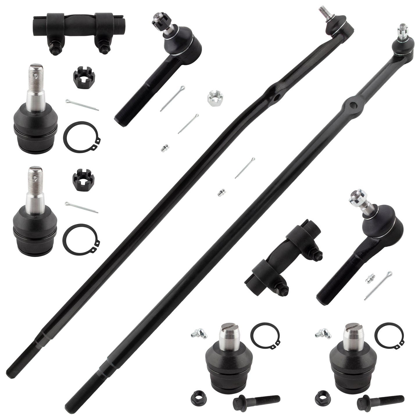 BOXI 10pc Drag Links Tie Rods Upper Lower Ball Joints Fit for Ford E-150 2006 Base Standard Cargo