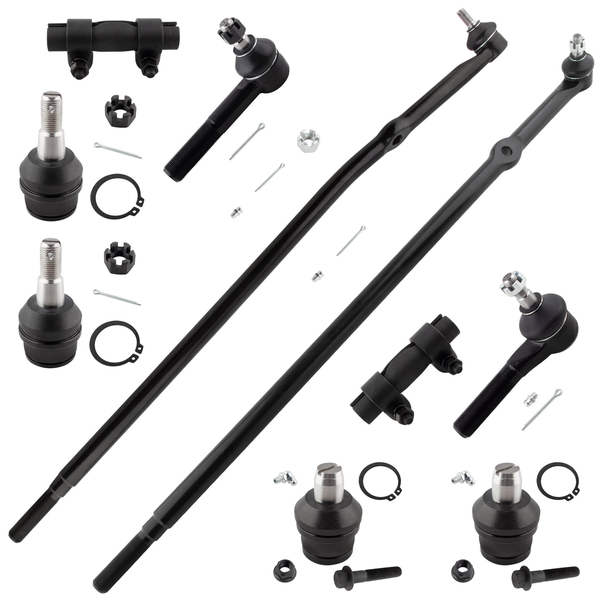BOXI 10pc Drag Links Tie Rods Upper Lower Ball Joints Fit for Ford E-150 2006 Base Standard Cargo