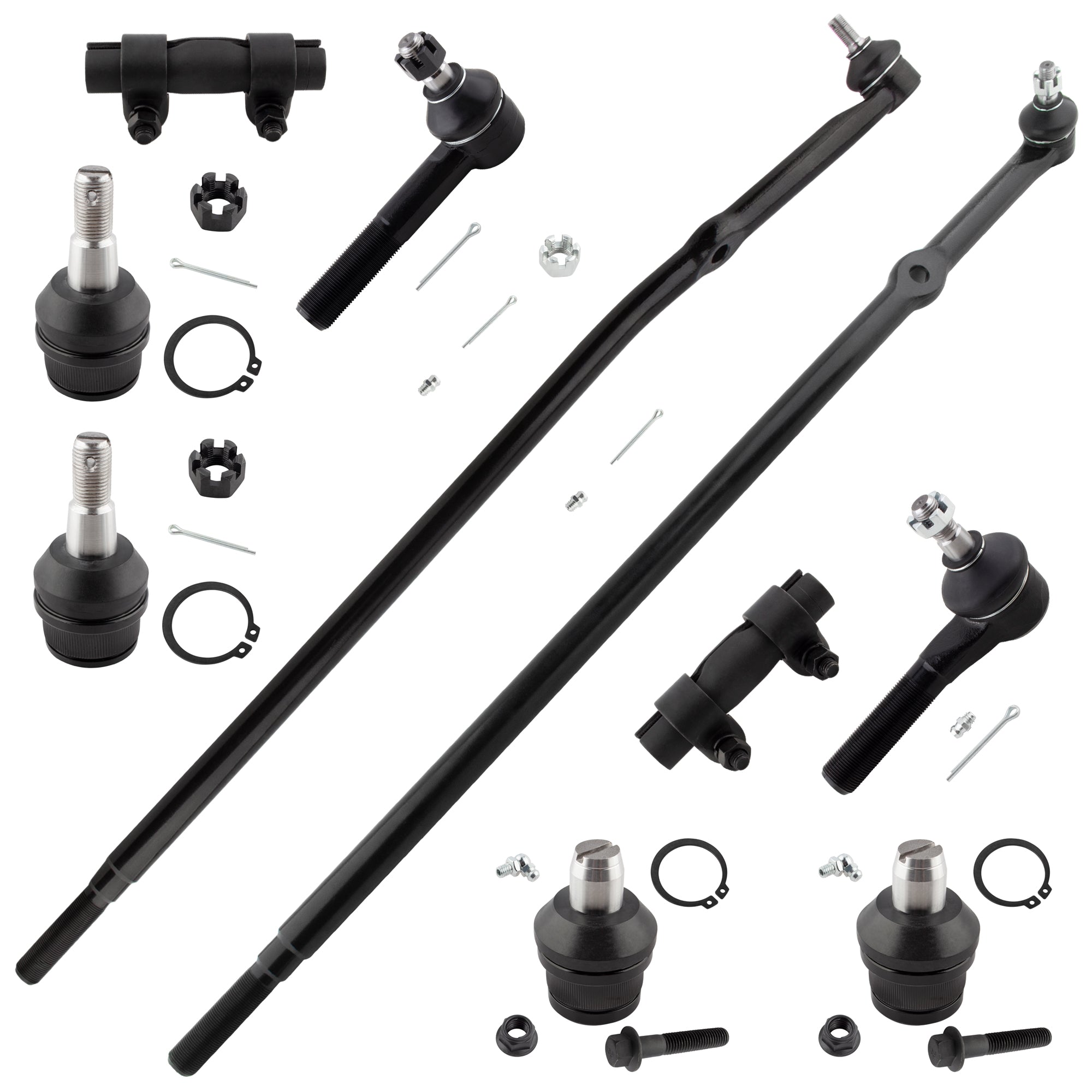 BOXI 10pc Drag Links Tie Rods Upper Lower Ball Joints Fit for Ford E-150 2006 Base Standard Cargo