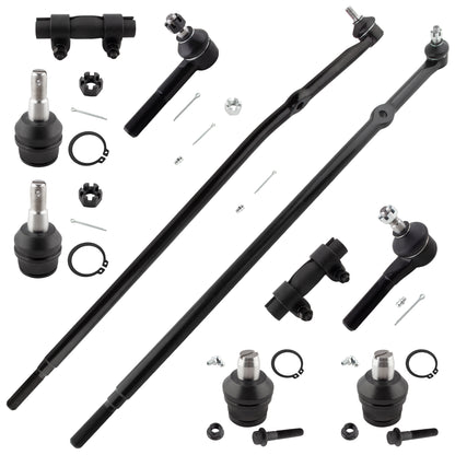 BOXI 10pc Drag Links Tie Rods Upper Lower Ball Joints Fit for Ford E-150 2006 Base Standard Cargo