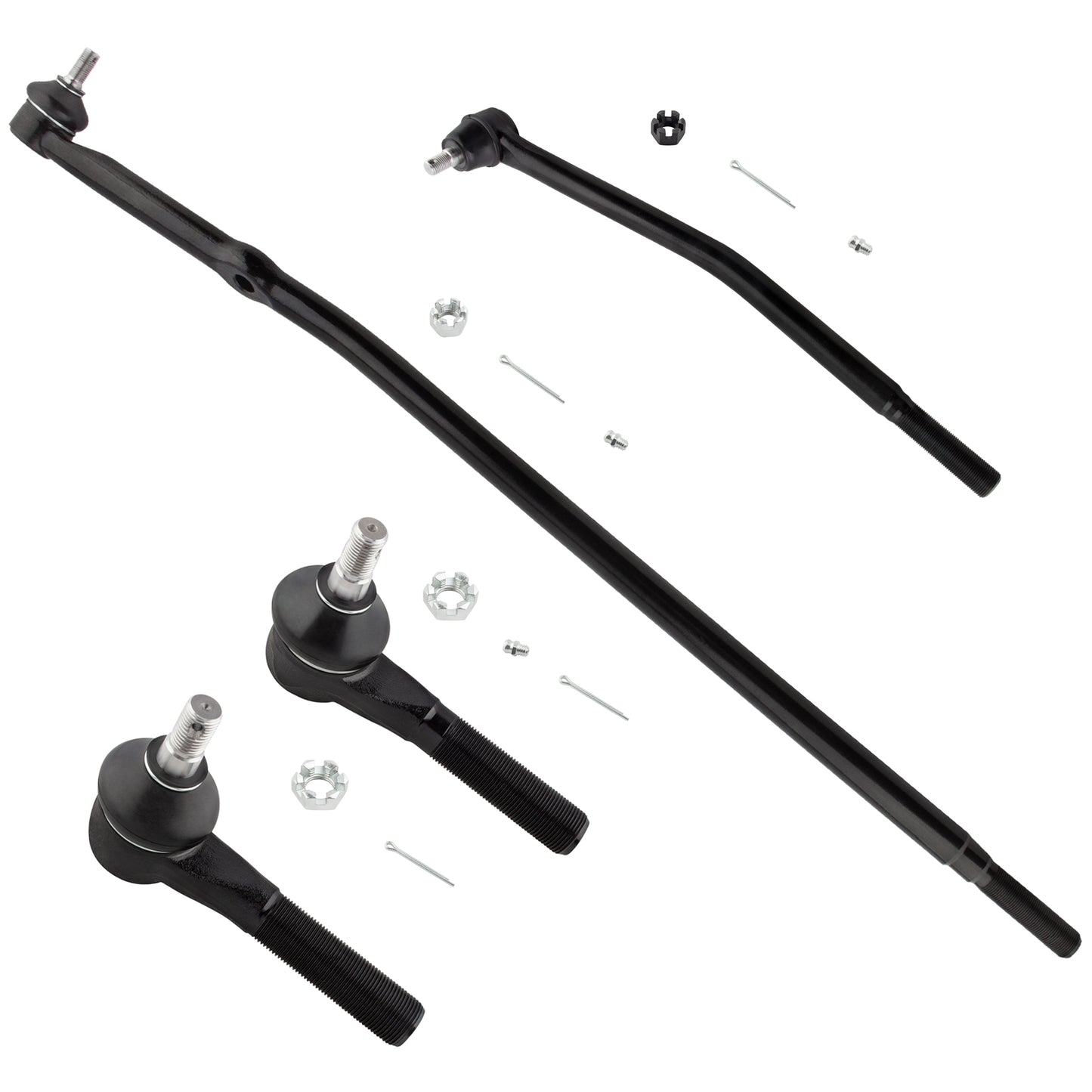 BOXI 4pc Front Center Links + Outer Tie Rods Fit for Ford E-150