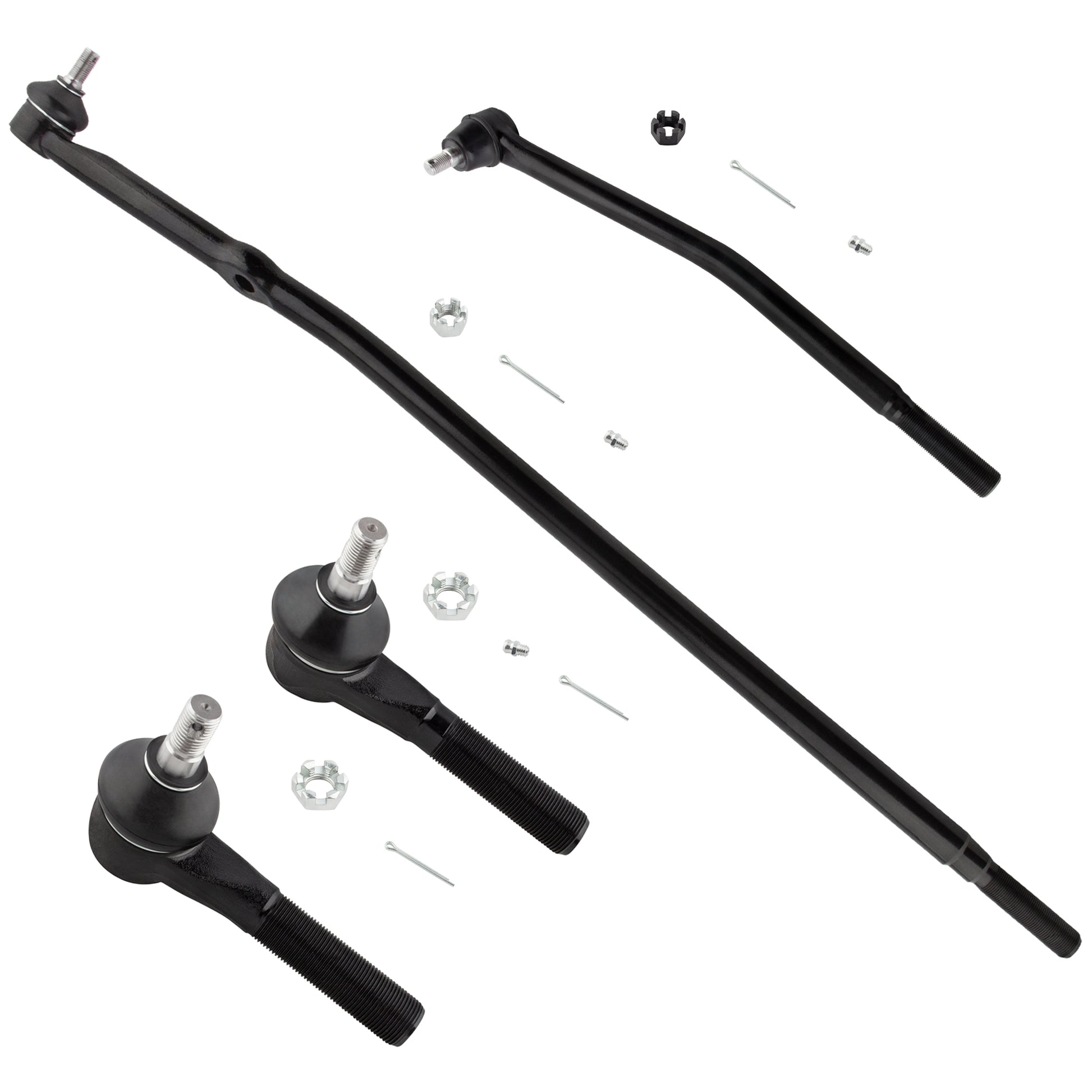 BOXI 4pc Front Center Links + Outer Tie Rods Fit for Ford E-150
