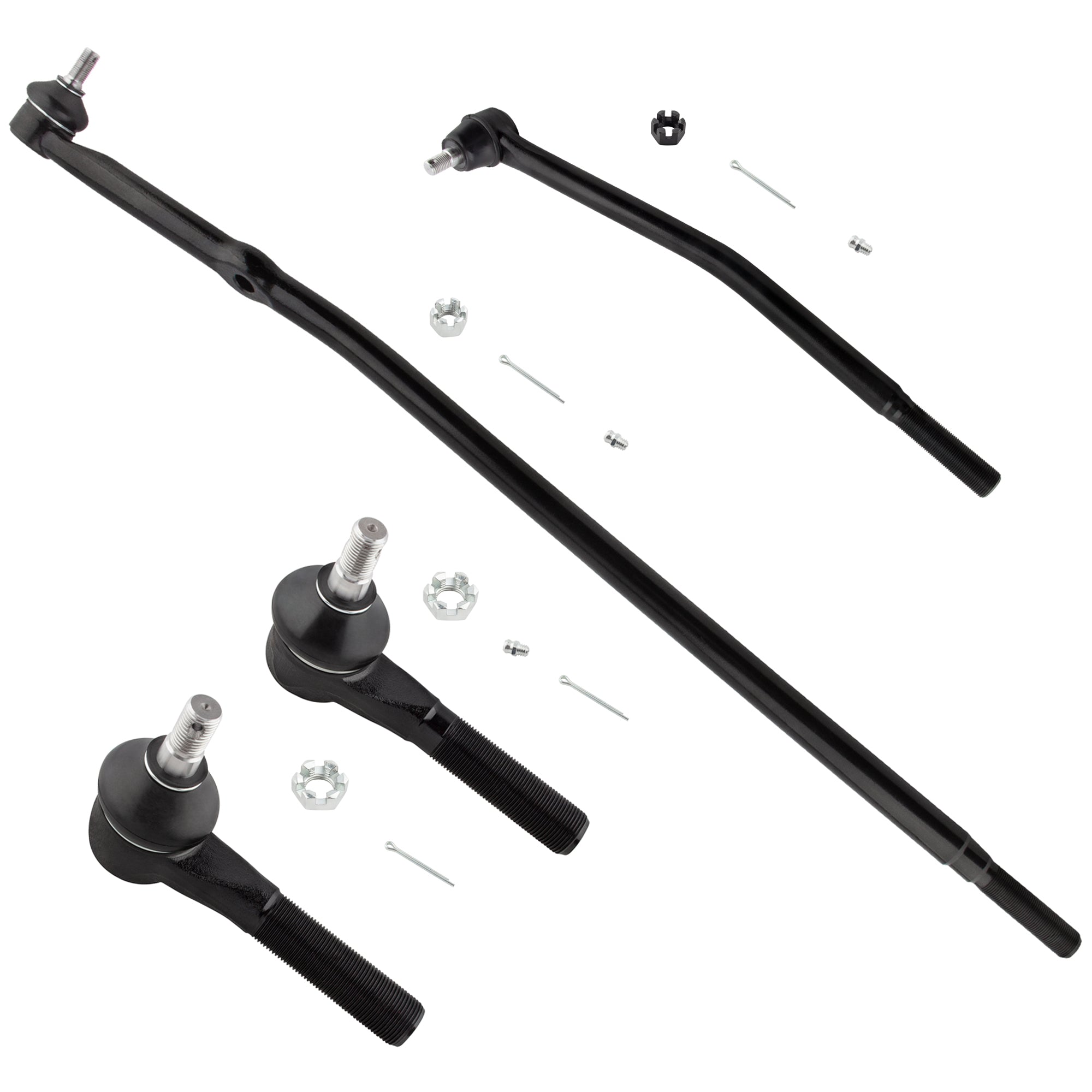 BOXI 4pc Front Center Links + Outer Tie Rods Fit for Ford E-150