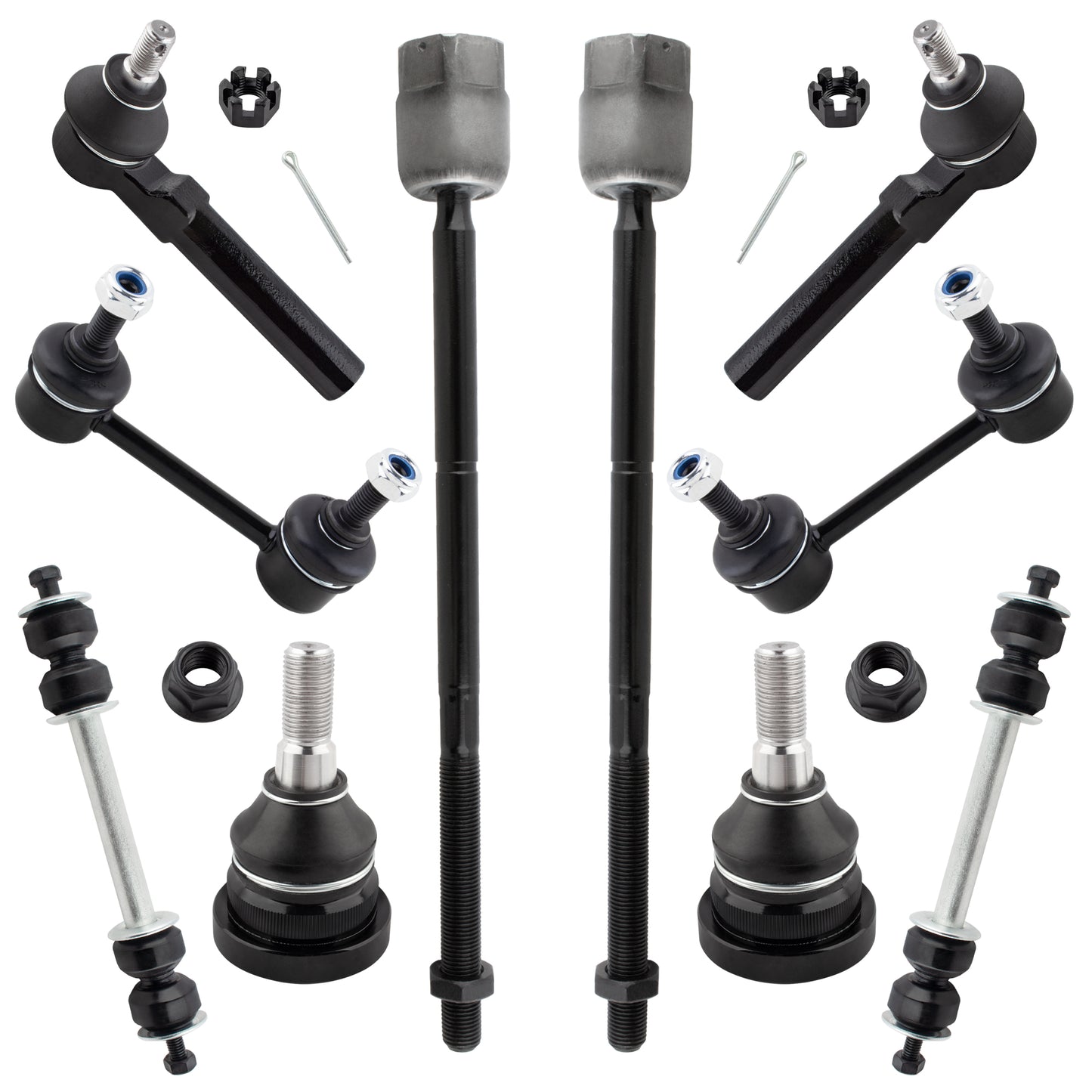 BOXI 10pc Front Rear Sway Bars Tie Rods Suspension Kit Fits for Ford Mustang 1994-2004 Not For SVT