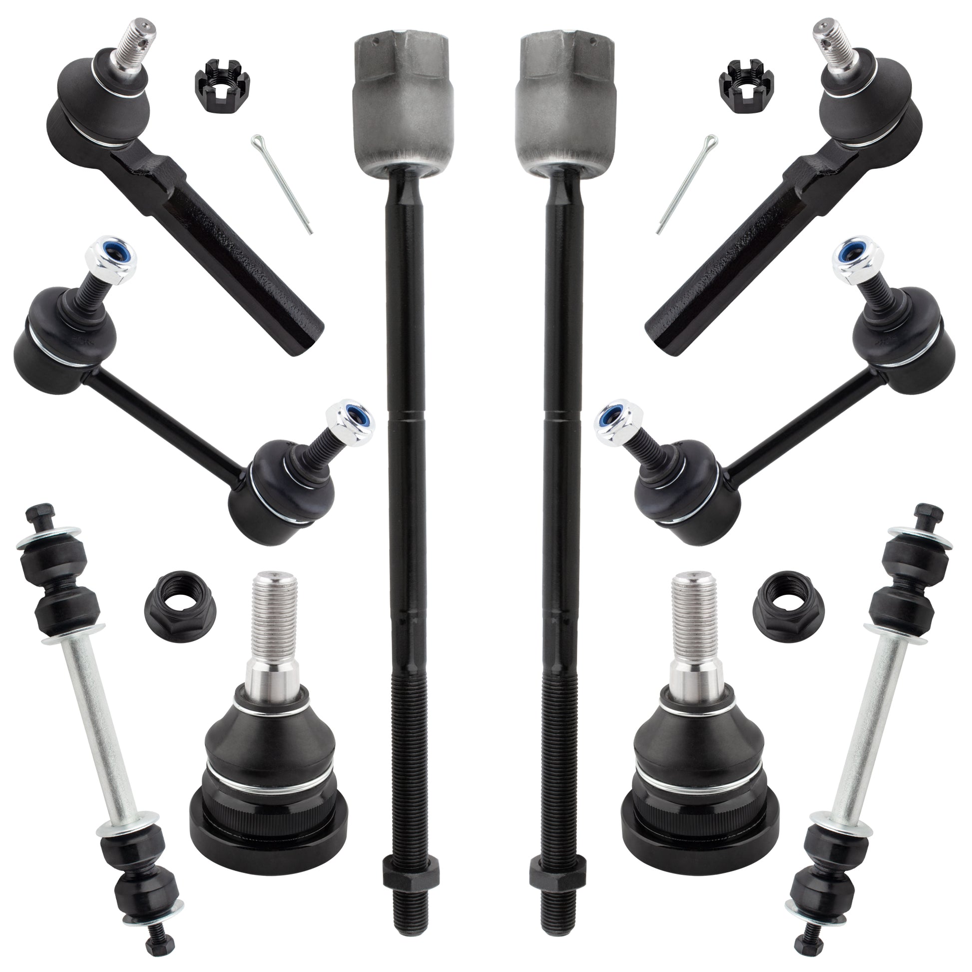 BOXI 10pc Front Rear Sway Bars Tie Rods Suspension Kit Fits for Ford Mustang 1994-2004 Not For SVT