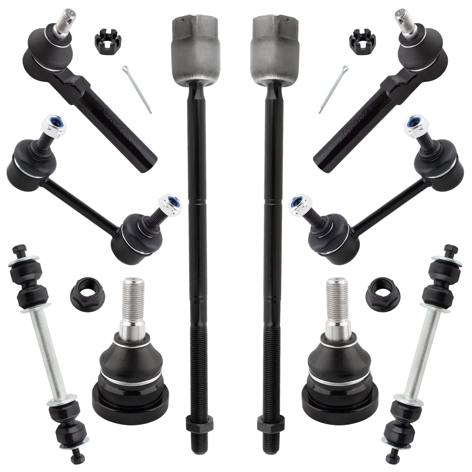 BOXI 10pc Front Rear Sway Bars Tie Rods Suspension Kit Fits for Ford Mustang 1994-2004 Not For SVT