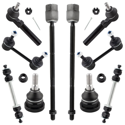BOXI 10pc Front Rear Sway Bars Tie Rods Suspension Kit Fits for Ford Mustang 1994-2004 Not For SVT