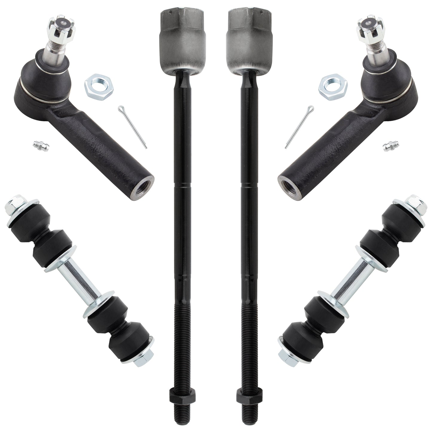 BOXI 6pc Front Sway Bars Outer Inner Tie Rods Fit for Ford Aerostar 1986-1997