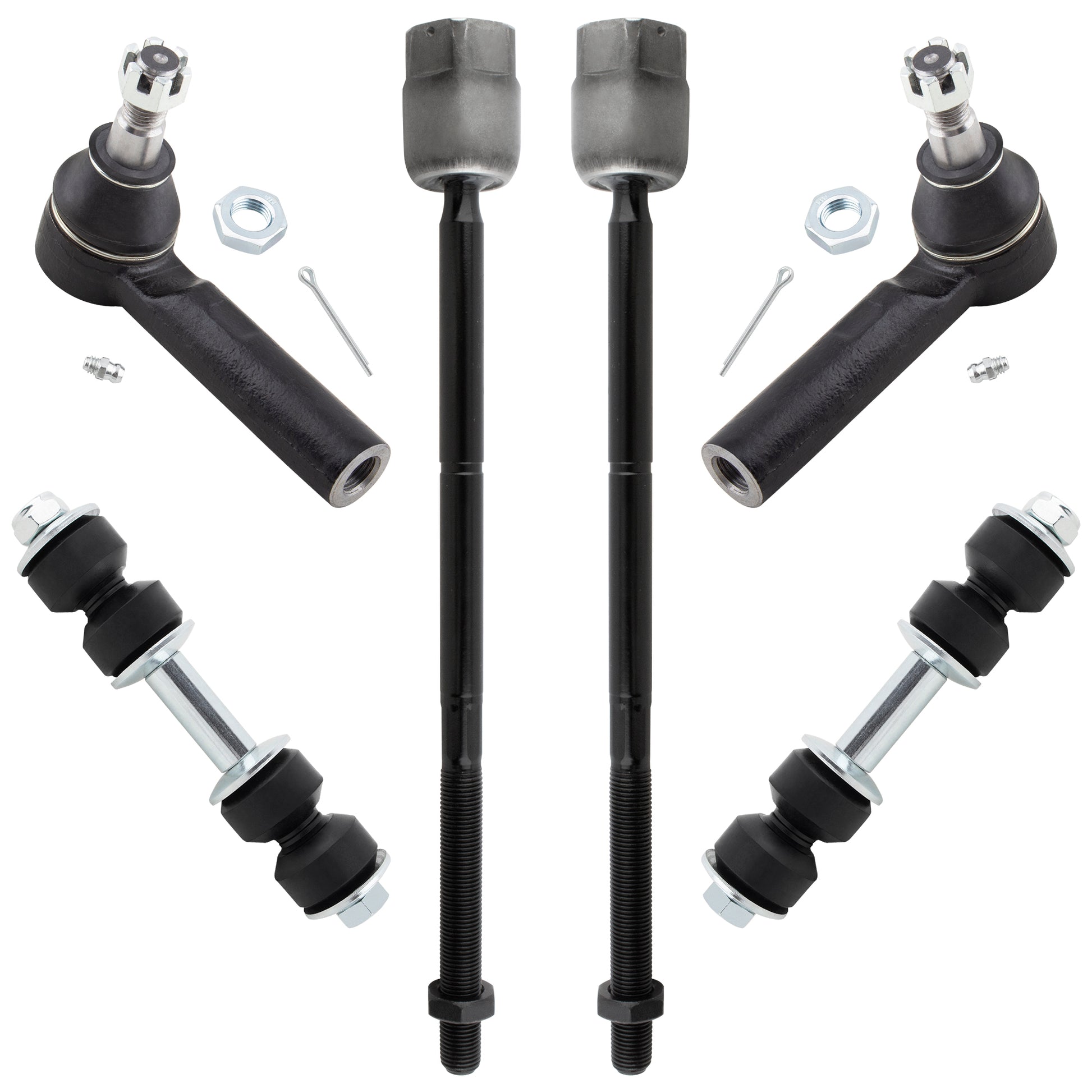 BOXI 6pc Front Sway Bars Outer Inner Tie Rods Fit for Ford Aerostar 1986-1997