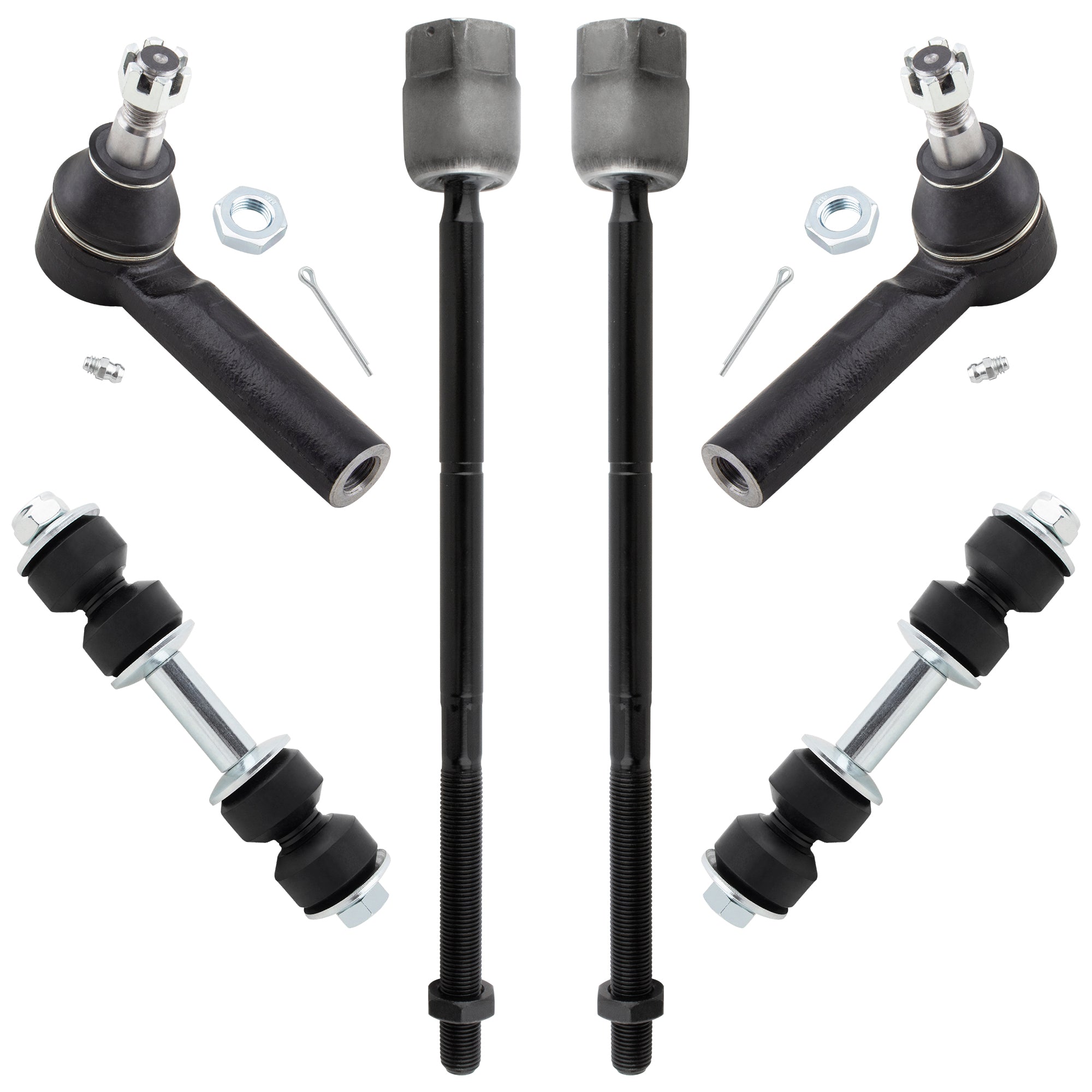 BOXI 6pc Front Sway Bars Outer Inner Tie Rods Fit for Ford Aerostar 1986-1997
