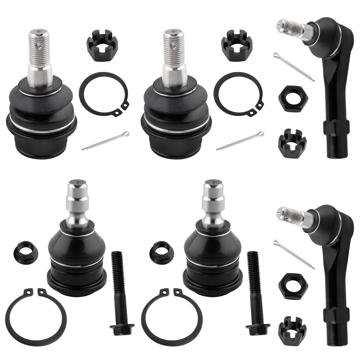 BOXI 6pc Front Upper Lower Ball Joints Outer Tie Rods Fit for Ford Ranger 1998-2011 RWD