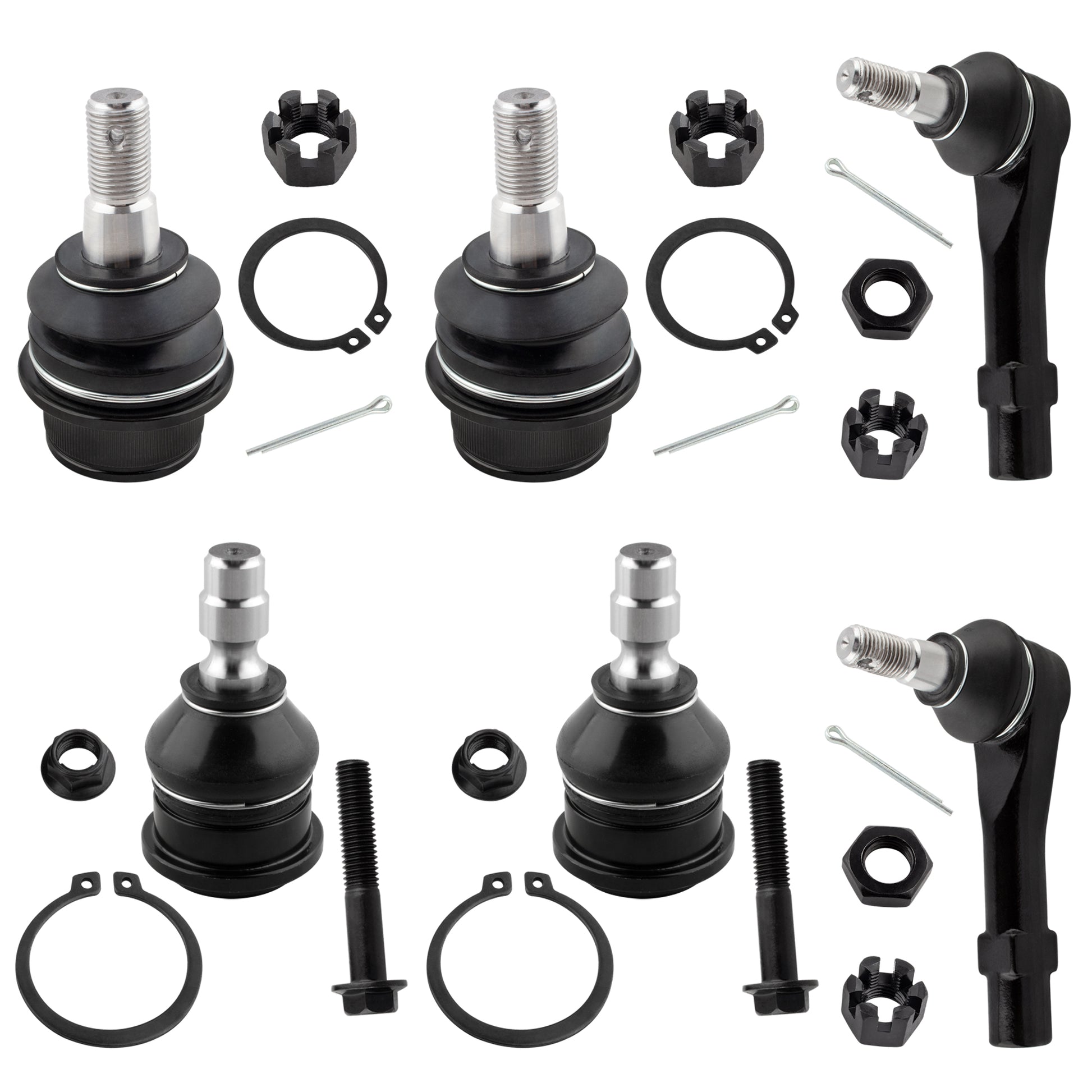 BOXI 6pc Front Upper Lower Ball Joints Outer Tie Rods Fit for Ford Ranger 1998-2011 RWD
