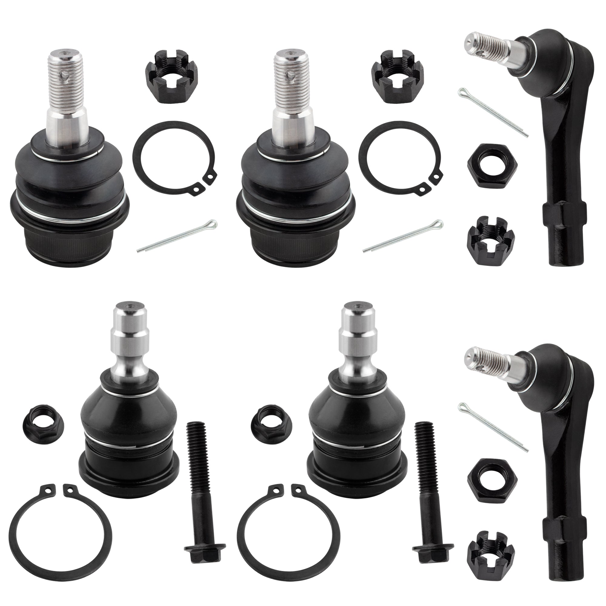 BOXI 6pc Front Upper Lower Ball Joints Outer Tie Rods Fit for Ford Ranger 1998-2011 RWD