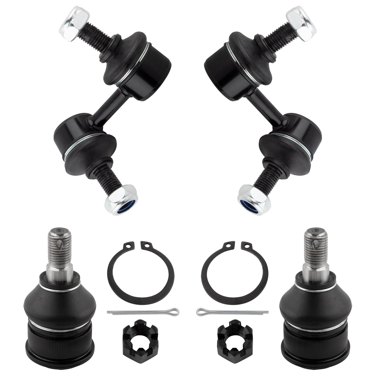 BOXI (Set of 4) 2x Front Stabilizer Sway Bar End Link + 2x Front Lower Ball Joints Fit for Honda