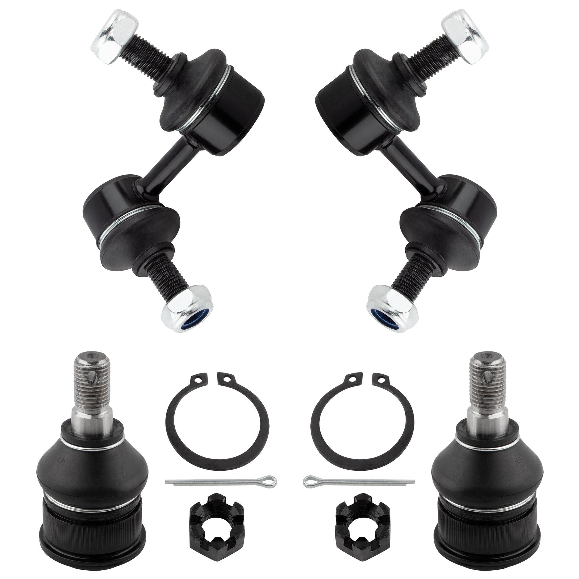 BOXI (Set of 4) 2x Front Stabilizer Sway Bar End Link + 2x Front Lower Ball Joints Fit for Honda